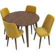 Palmer Dining Set With 4 Evette Gold Dining Chairs (Walnut)