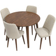 Palmer Dining Set With 4 Evette Beige Dining Chairs (Walnut)