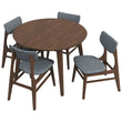 Palmer (Walnut) Round Dining Set With 4 Collins (Grey) Dining Chairs