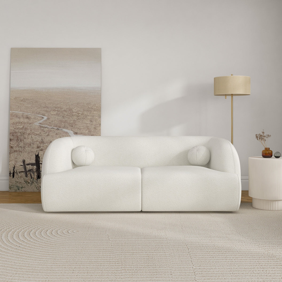 Quinn Sofa (Ivory Boucle Fabric)