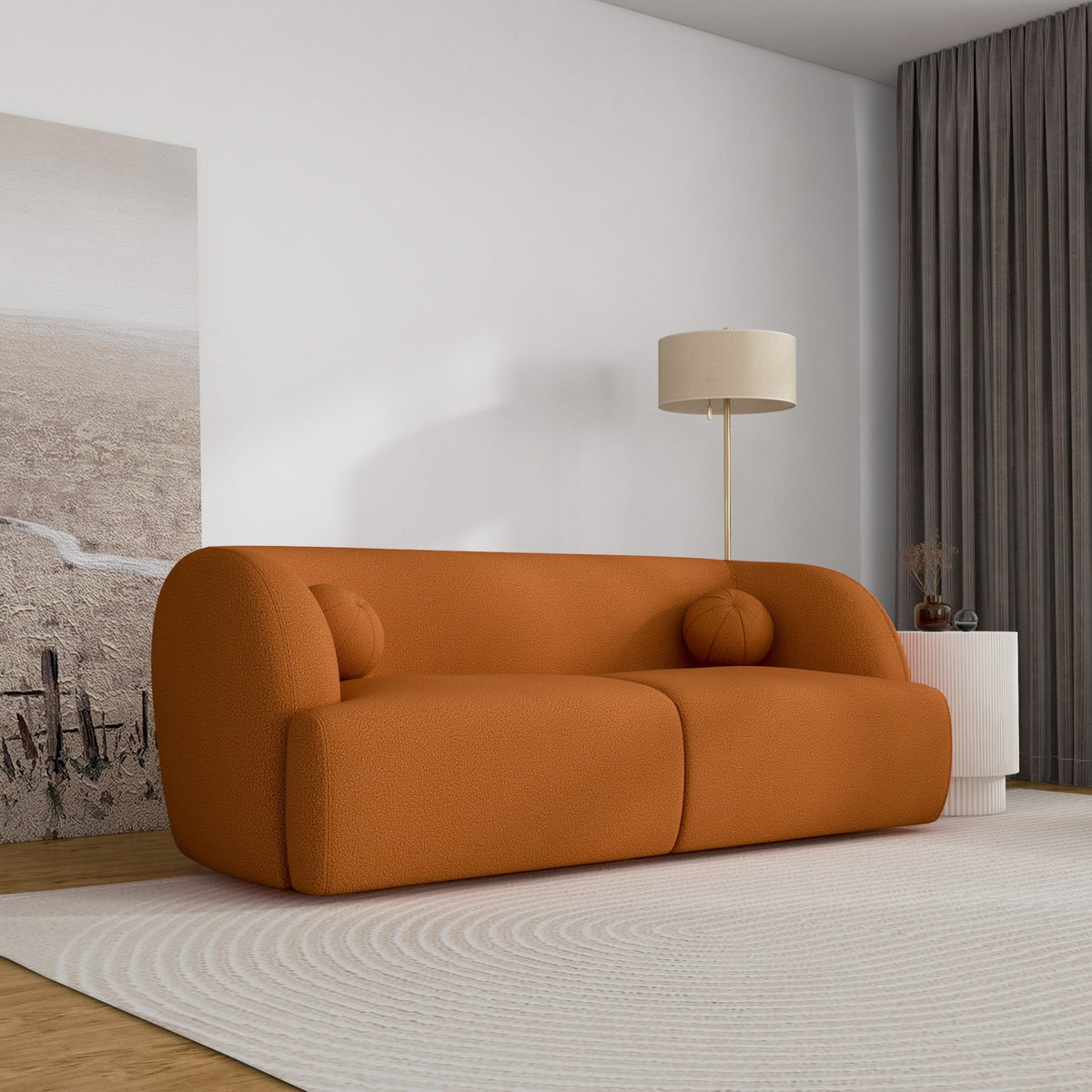 Quinn Burnt Orange Boucle Sofa