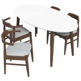 Rixos Dining Table (White Top) Zola Chair (Grey) Set Of 4