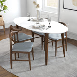 Rixos (White) Oval Dining Set With 4 Winston (Grey) Dining Chairs