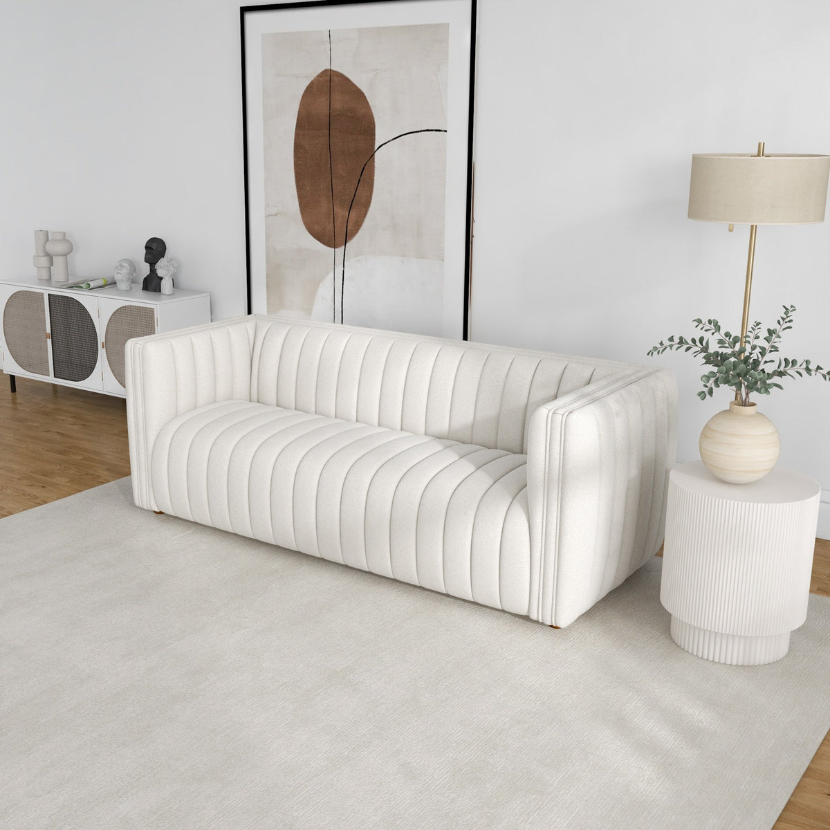 Rosslyn Sofa (White Boucle Fabric)