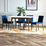 Adira (Small - White) Dining Set With 4 Virginia (Dark Blue) Dining Chairs