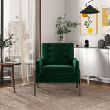 Cole Solid Wood Green Velvet Lounge Chair