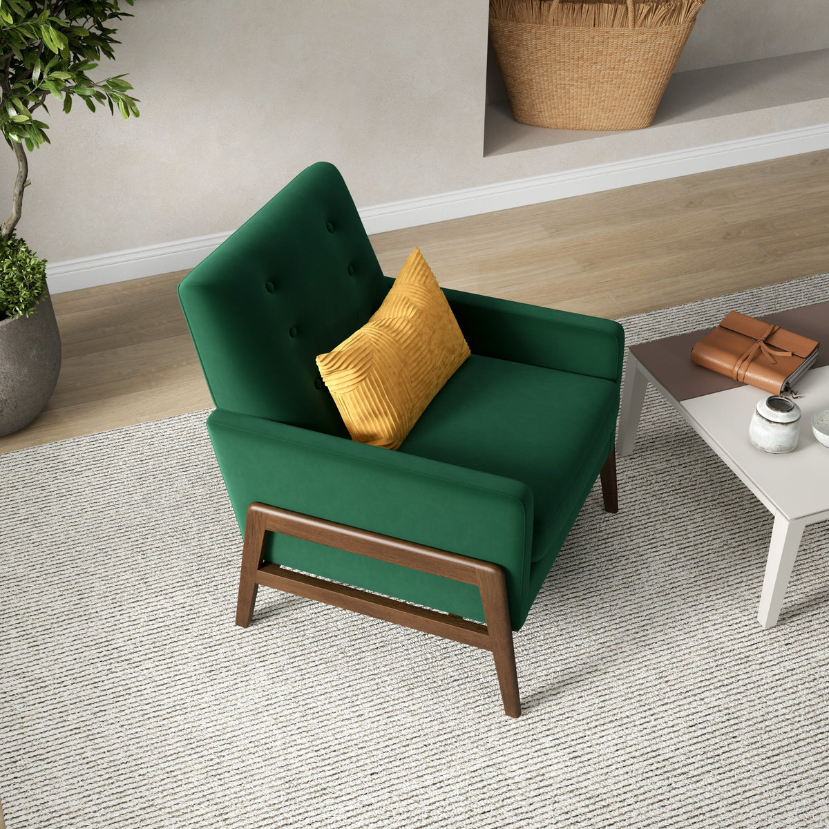 Stella Lounge Chair (Emerald Green Velvet)