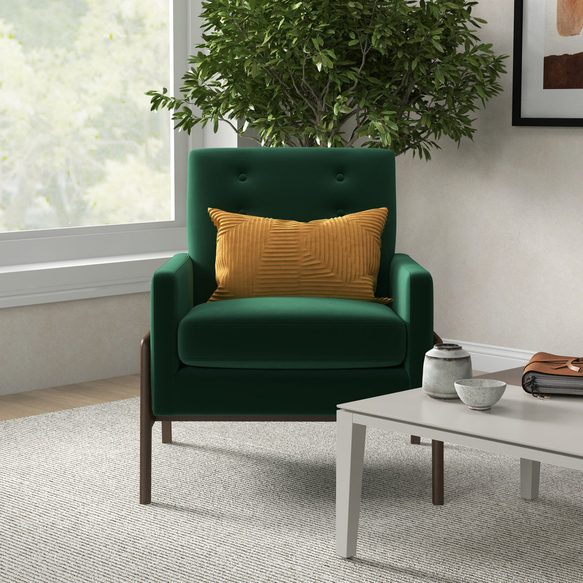 Stella Lounge Chair (Emerald Green Velvet)