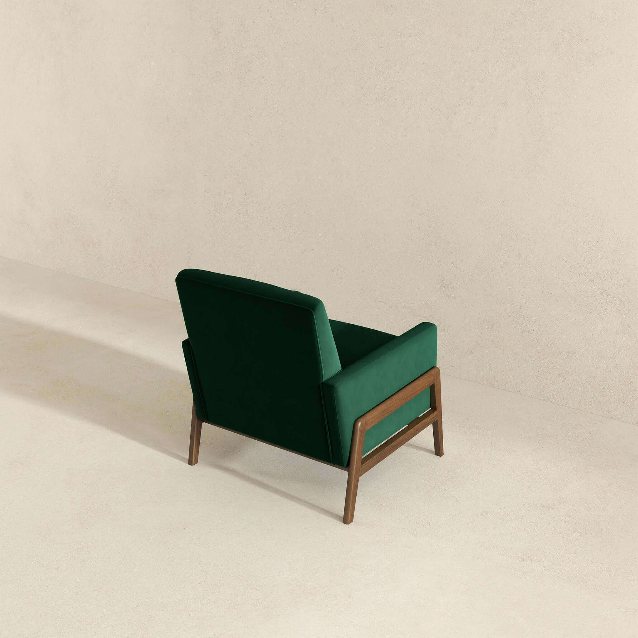 Cole Solid Wood Green Velvet Lounge Chair