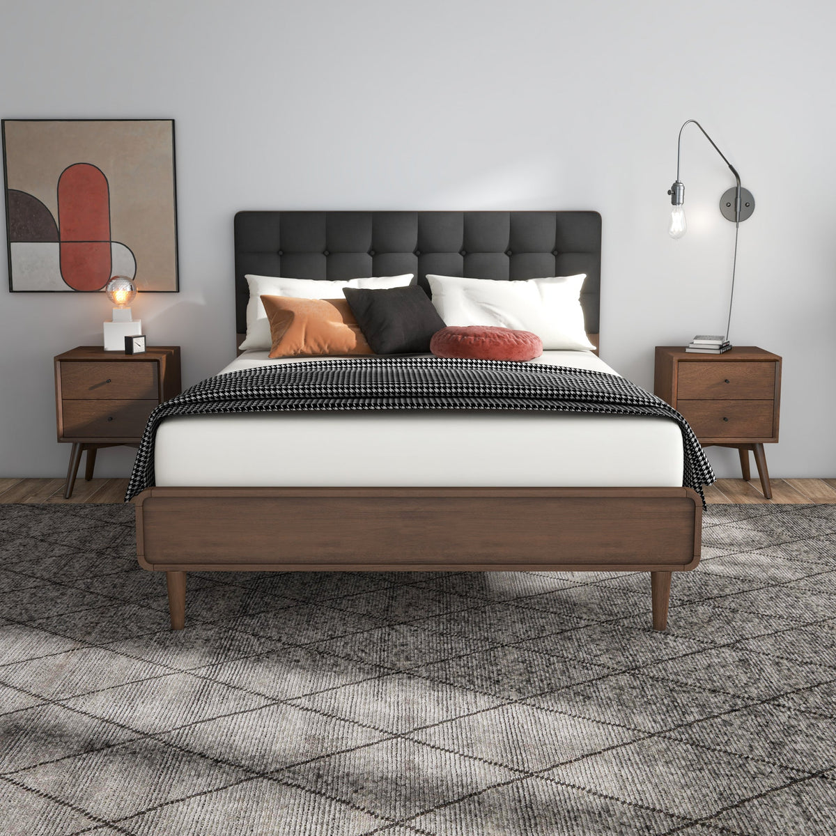 Taylor Queen Bed (Queen Size - Dark Grey)