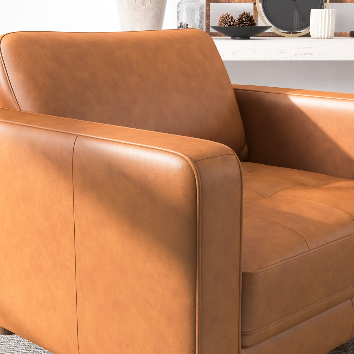 Tessa Leather Lounge Chair (Tan Leather)