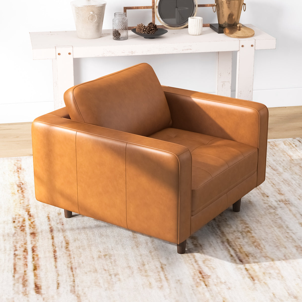 Tessa Leather Lounge Chair (Tan Leather)