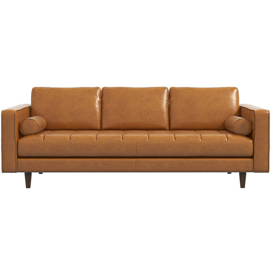 Tessa Genuine Leather Tan Sofa