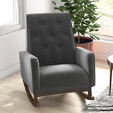 Windsor Dark Grey Velvet Fabric Rocking Chair