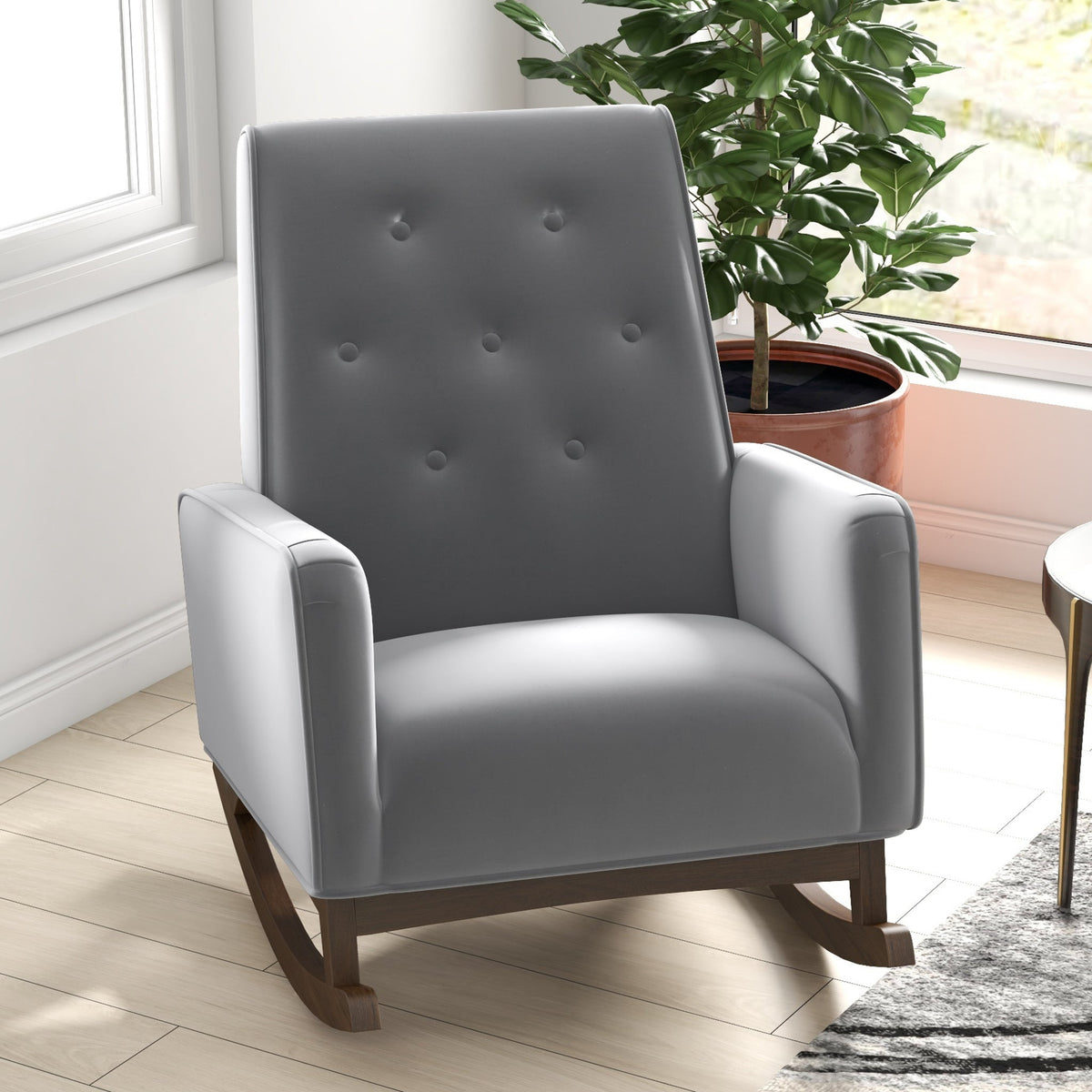 Windsor Grey Microfiber Rocking Chair