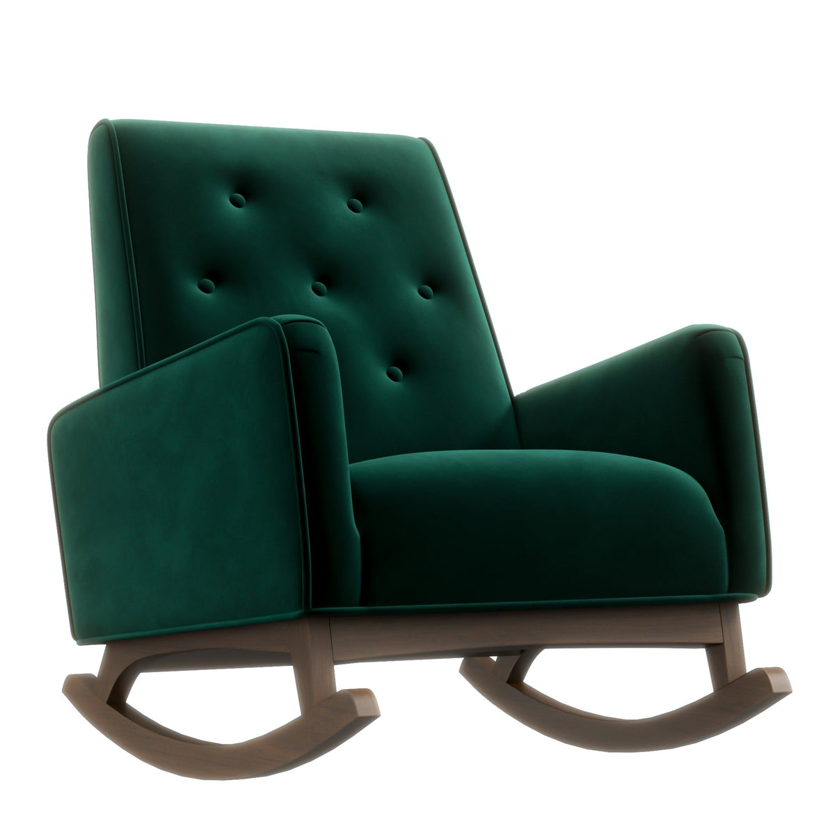 Windsor Green Velvet Fabric Rocking Chair