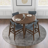 Palmer (Walnut) Round Dining Set With 4 Collins (Grey) Dining Chairs