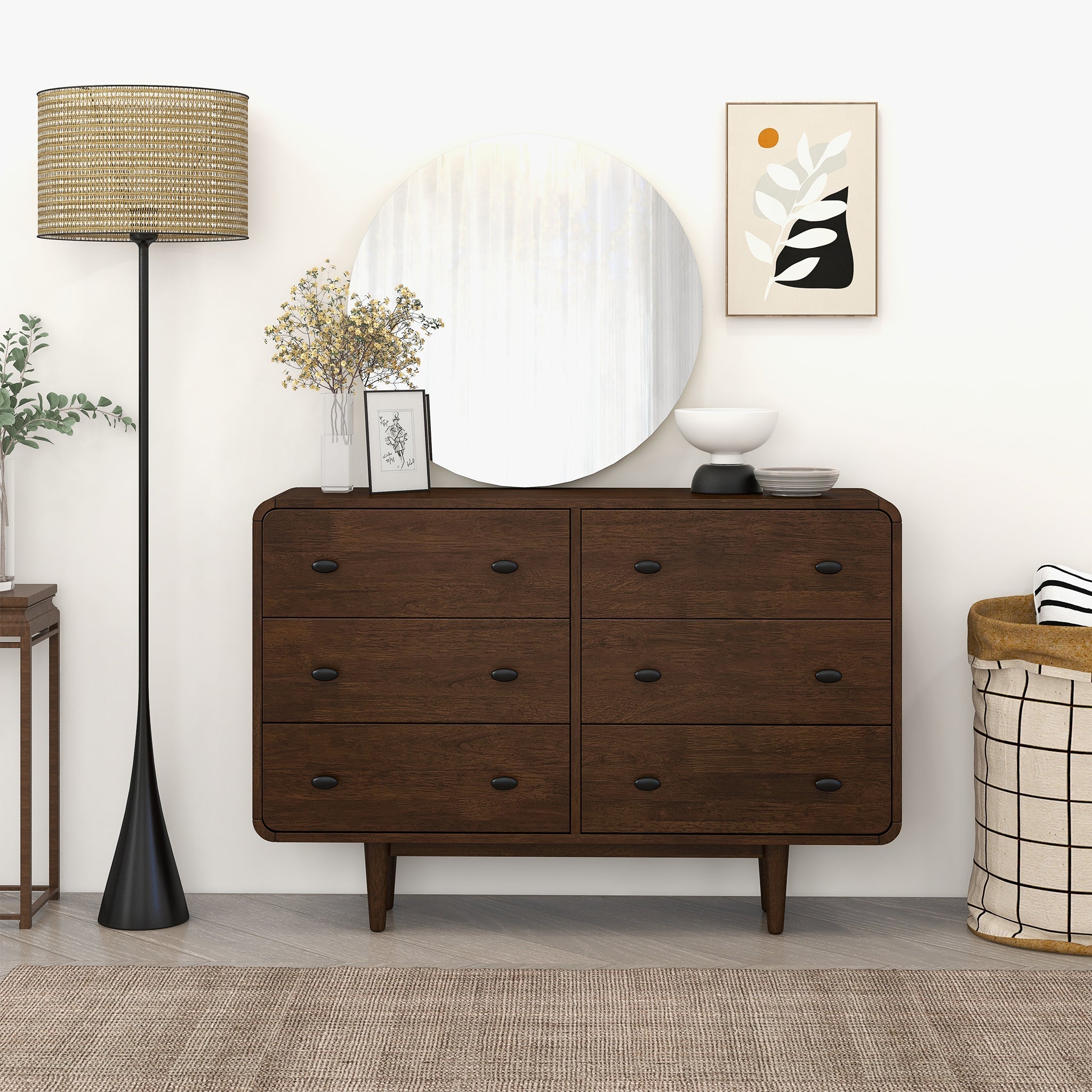 Alexa Mid Century Modern Dresser 6 Drawers