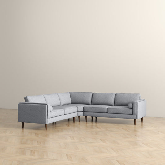 Amber Light Grey Fabric Corner Sectional Sofa