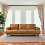 Knox Genuine Tan Leather Comfortable Sofa
