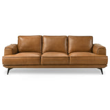Knox Genuine Tan Leather Comfortable Sofa