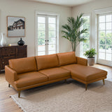 Lore L-Shaped Cognac Vegan Leather Right Sectional Sofa