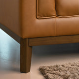 Melissa Mid-Century Cognac Vegan Leather Modern Sofa