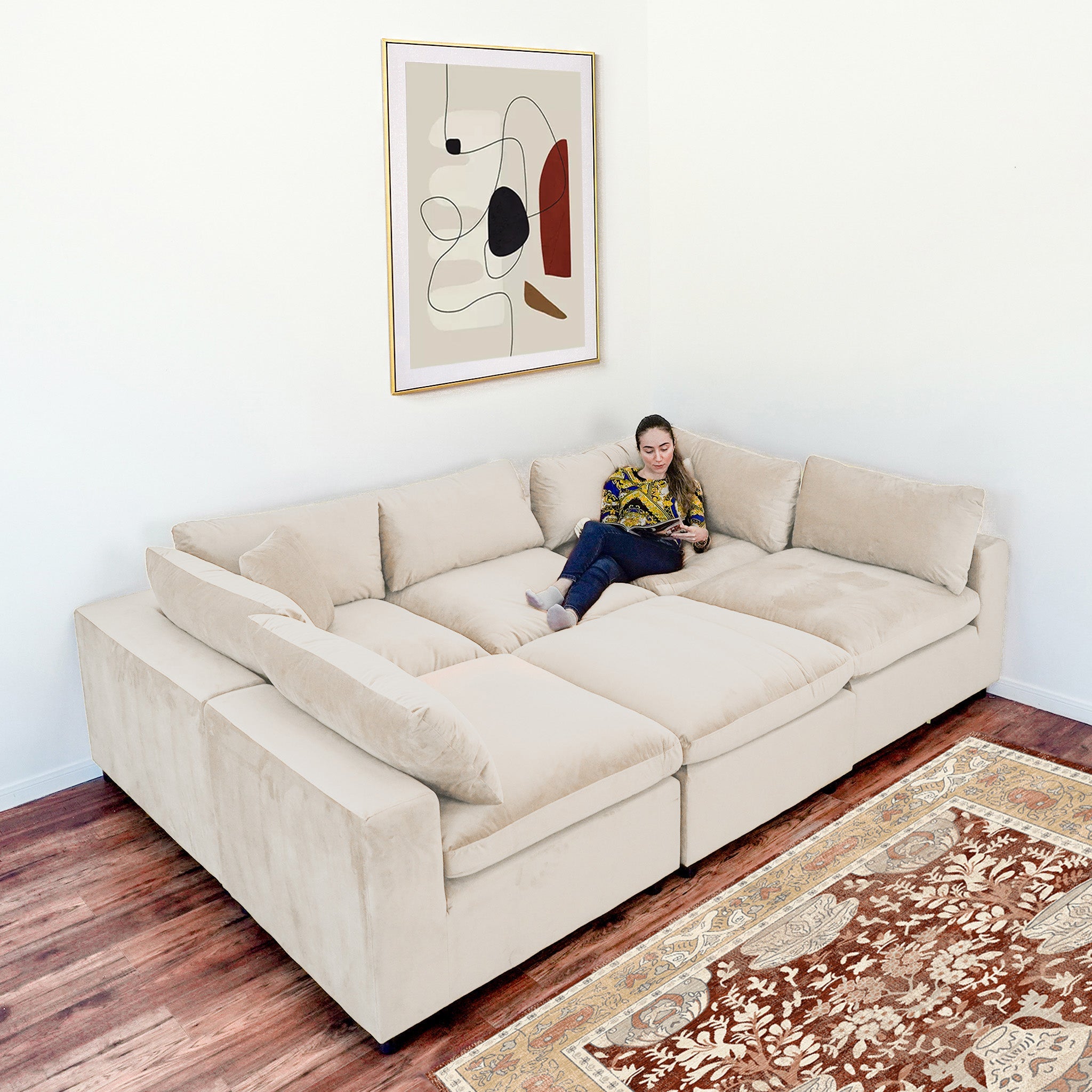 Hayward Ivory Velvet Modular Sectional Sofa