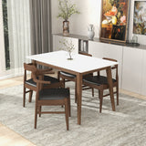 Levi Modern Style Solid Wood Rectangular White Top Dining Table 47"
