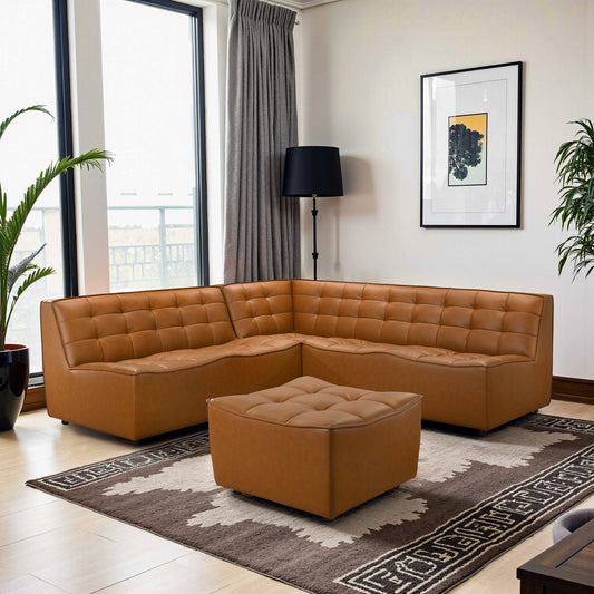 Selen Comfy & Chic Corner Sectional Sofa with Ottoman