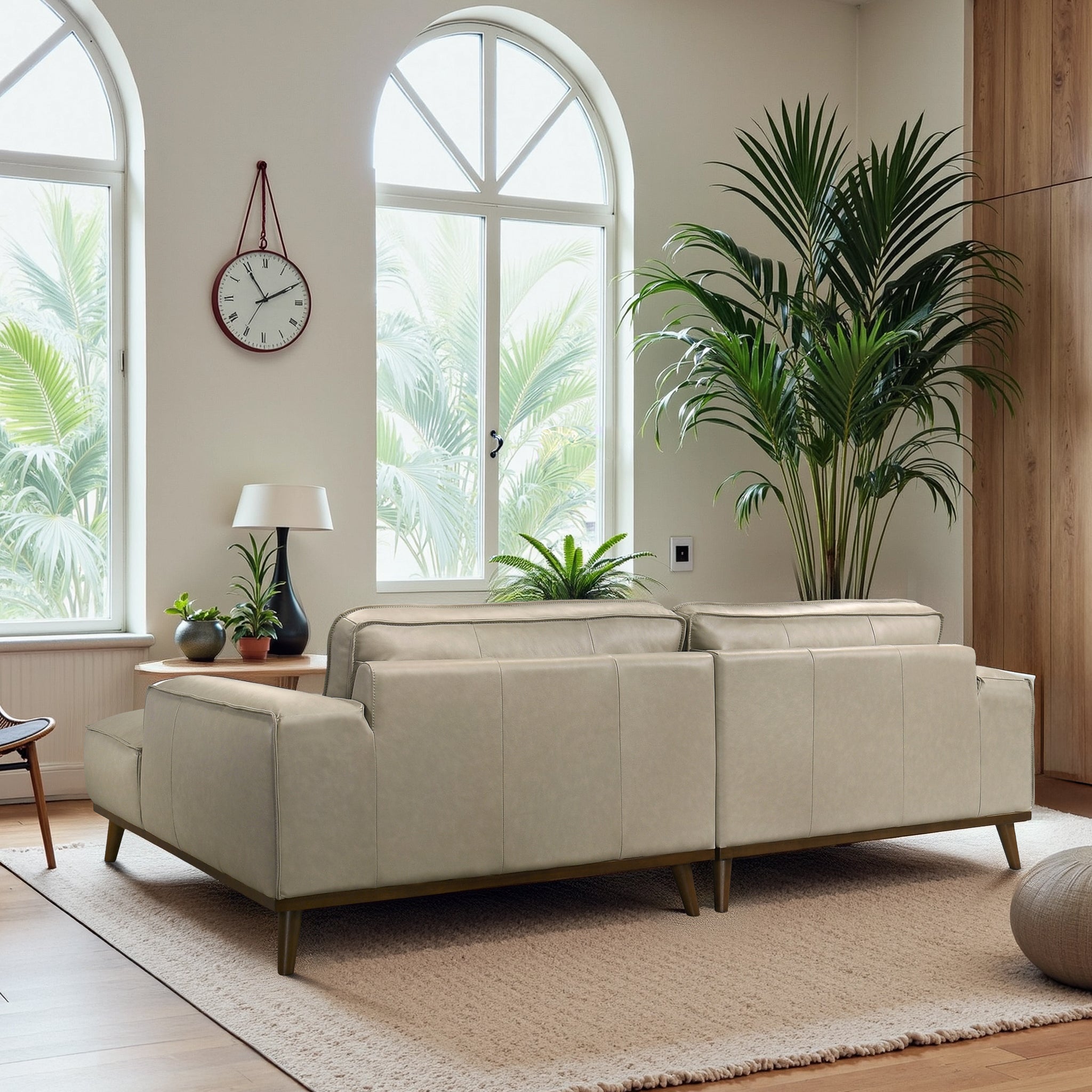 Kerrville Beige Leather Right Sectional Sofa