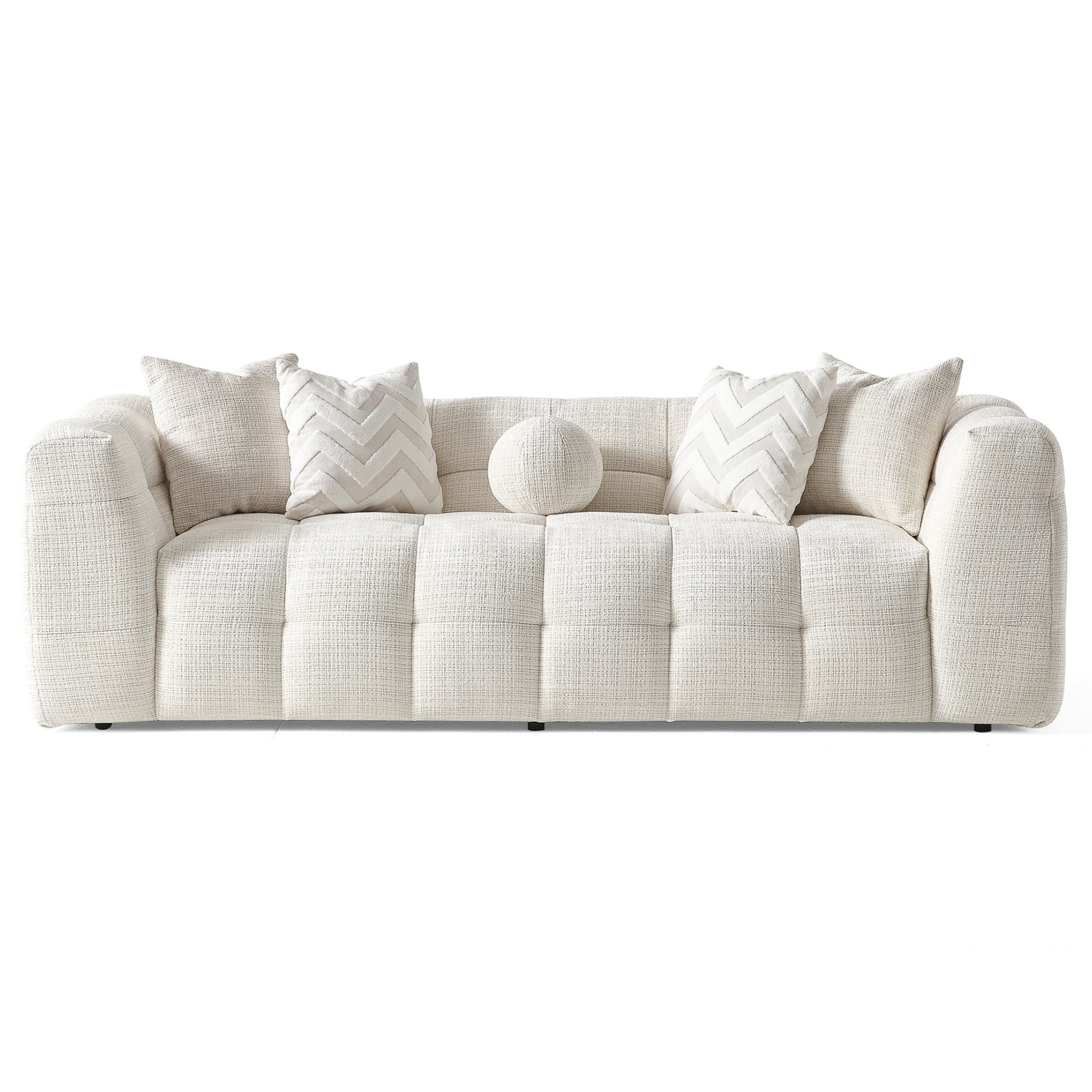 Alana Tufted Ivory Chenille Sofa