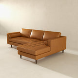 Anthony Genuine Tan Leather Right-Facing Sectional Sofa