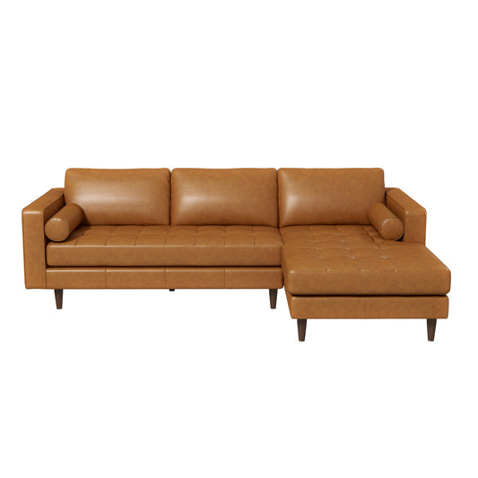 Anthony Genuine Tan Leather Right-Facing Sectional Sofa