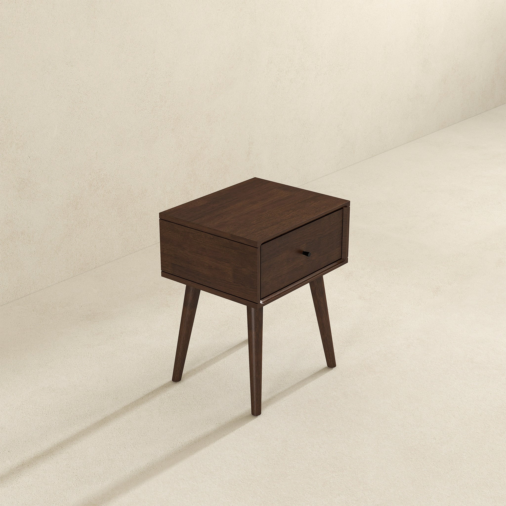 Avery Solid Wood Walnut Night Stand with Single Drawer