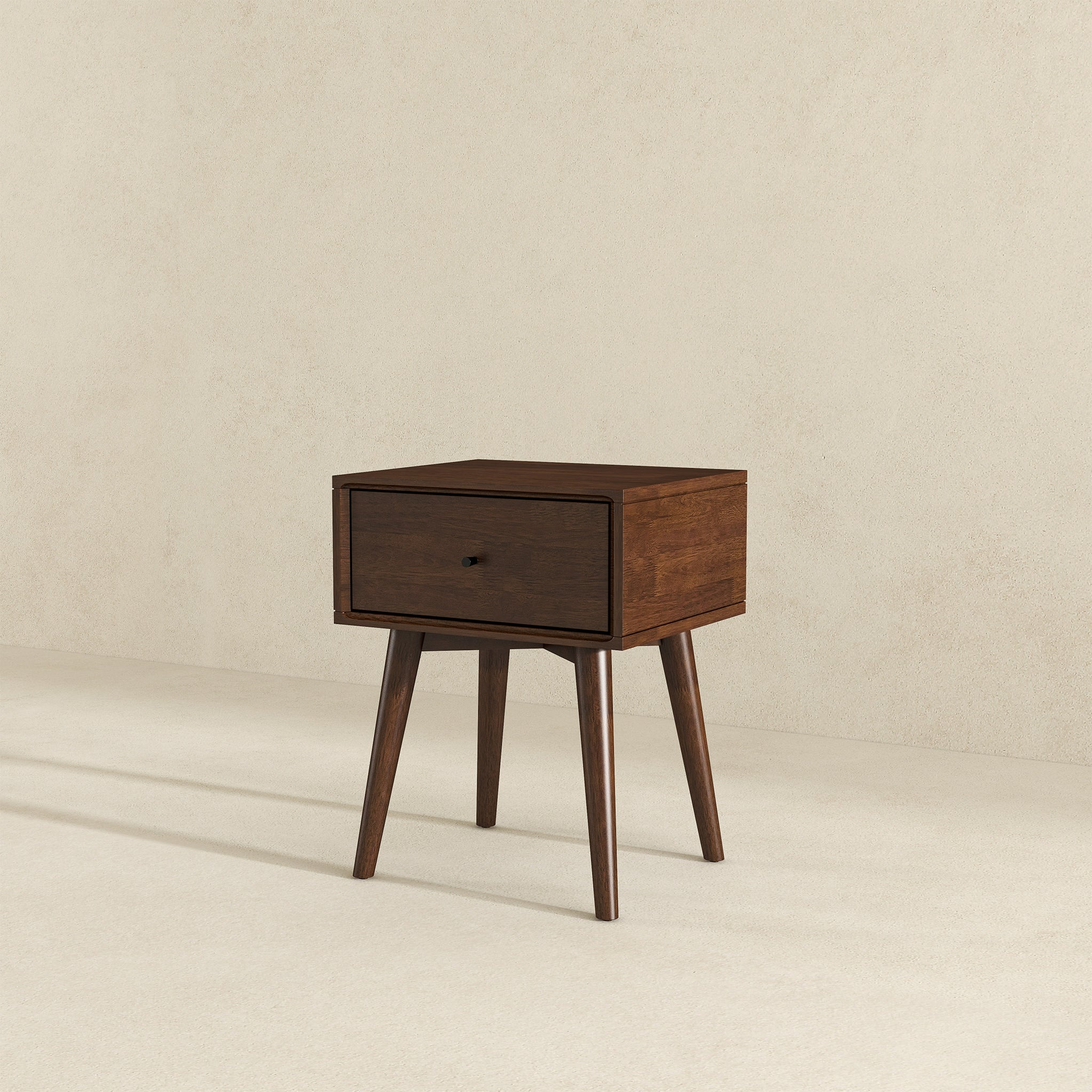Avery Solid Wood Walnut Night Stand with Single Drawer