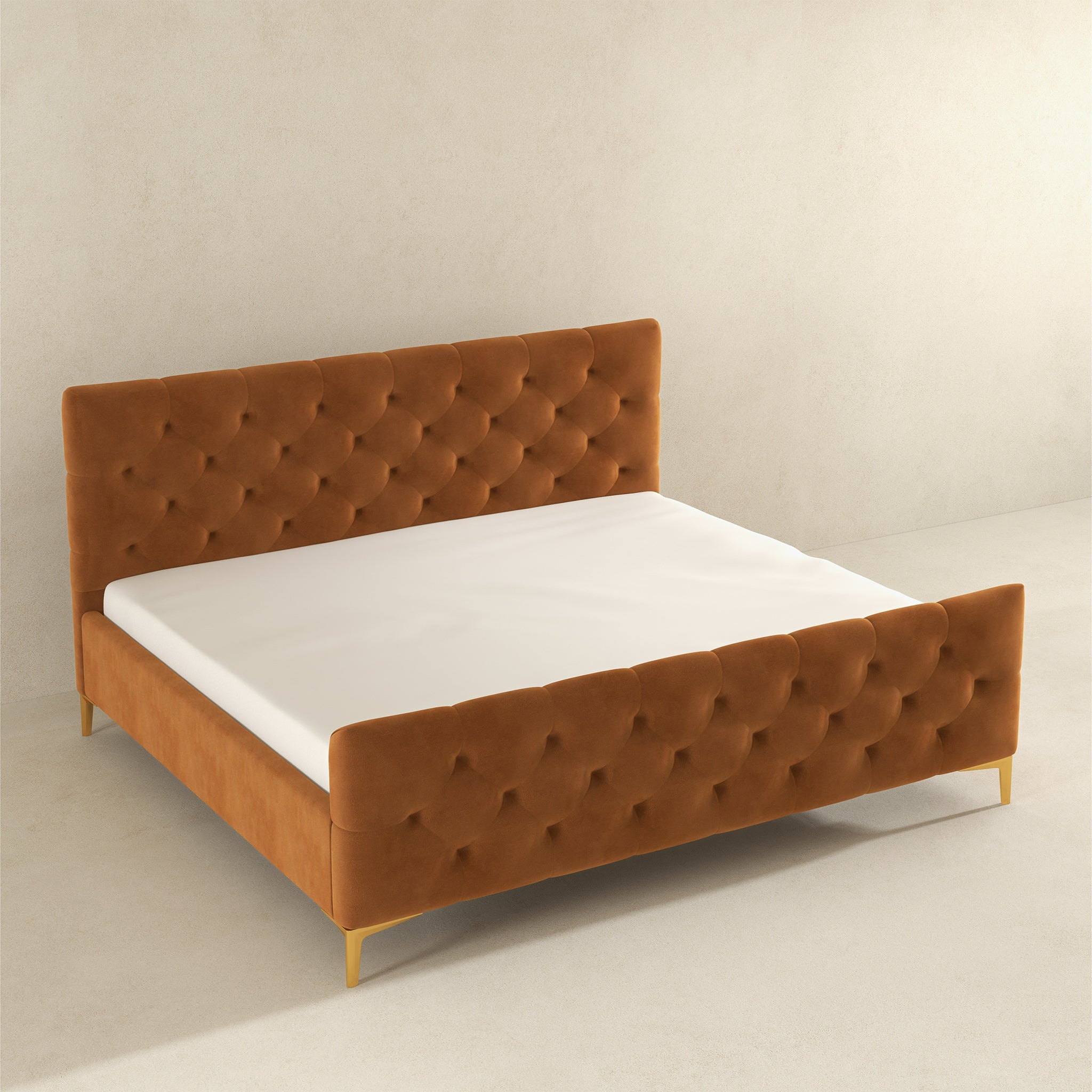 Bailey Cognac Velvet King Bed