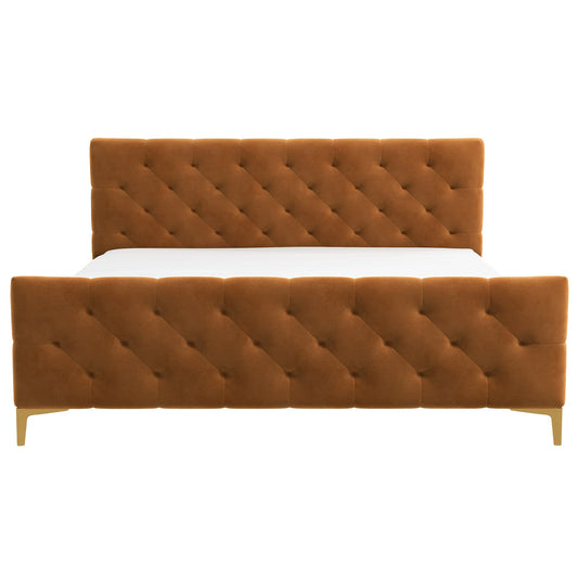 Bailey Cognac Velvet King Bed