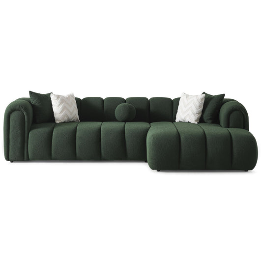 Beatrice Modern Tufted Dark Green Boucle Right-Facing Sectional Sofa