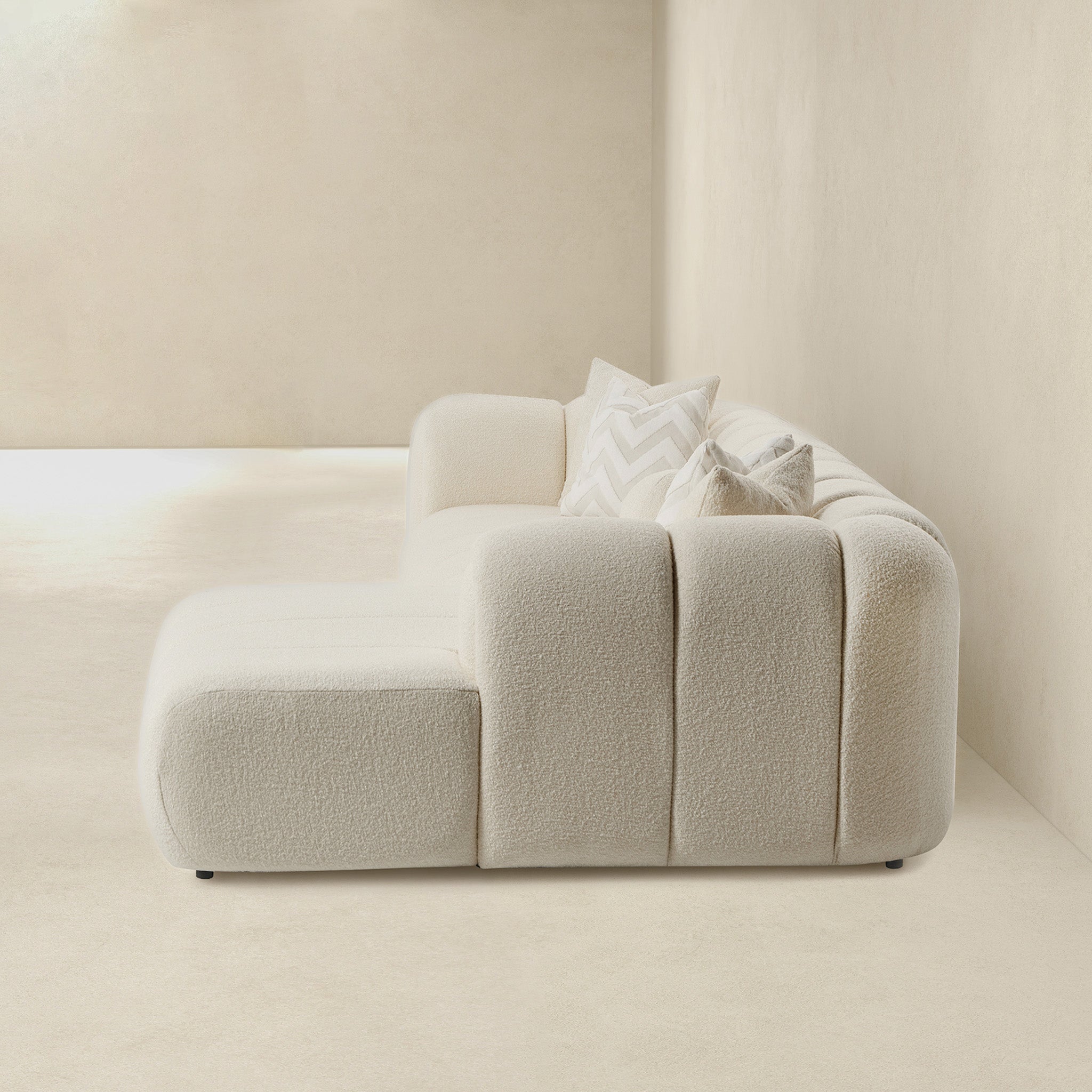 Beatrice Modern Tufted Ivory Boucle Right-Facing Sectional Sofa