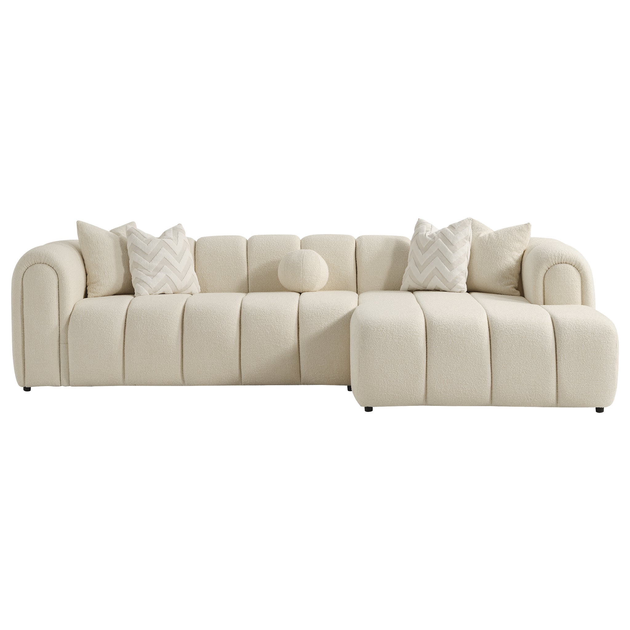 Beatrice Modern Tufted Ivory Boucle Right-Facing Sectional Sofa