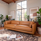 Bellrose Mid-Century Modern Genuine Leather Sofa