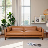 Bellrose Mid-Century Modern Genuine Leather Sofa