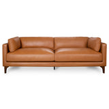 Bellrose Mid-Century Modern Genuine Leather Sofa