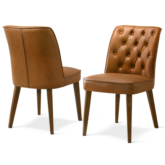 Belmont Cognac Vegan Leather Dining Chair - Set Of 2