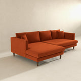 Blake L-Shaped Burnt Orange Velvet Left-Facing Sectional Sofa