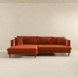 Blake L-Shaped Burnt Orange Velvet Left-Facing Sectional Sofa