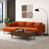 Blake L-Shaped Burnt Orange Velvet Left-Facing Sectional Sofa
