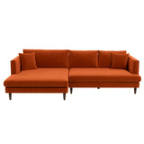 Blake L-Shaped Burnt Orange Velvet Left-Facing Sectional Sofa