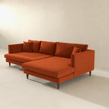 Blake L-Shaped Burnt Orange Velvet Right-Facing Sectional Sofa